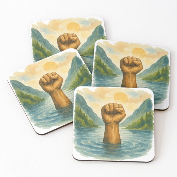 Item preview, Powerful Fist Rising from Water in Nature Scene designed and sold by chromatalove.