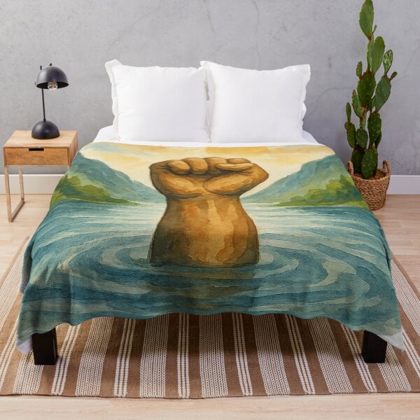 Item preview, Powerful Fist Rising from Water in Nature Scene designed and sold by chromatalove.