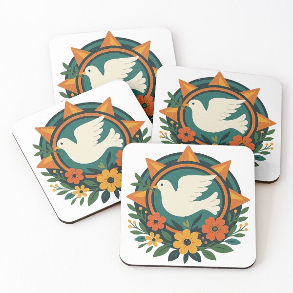 Item preview, Peace Dove Surrounded by Sun and Flowers designed and sold by chromatalove.