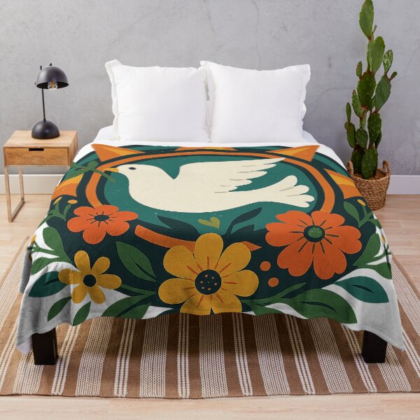 Item preview, Peace Dove Surrounded by Sun and Flowers designed and sold by chromatalove.