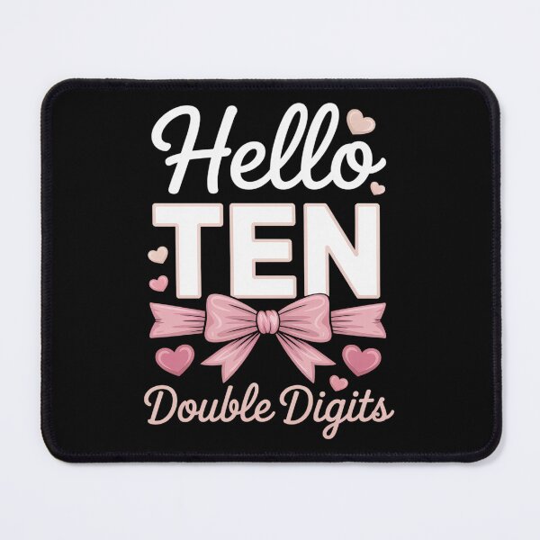Item preview, Hello Ten Double Digits Cute Coquette Bow 10th Birthday Girl designed and sold by RonnasJackson.