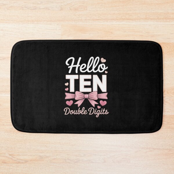 Item preview, Hello Ten Double Digits Cute Coquette Bow 10th Birthday Girl designed and sold by RonnasJackson.
