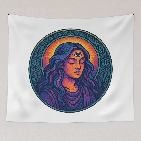 Item preview, Mystic Woman with Third Eye and Radiant Aura designed and sold by chromatalove.