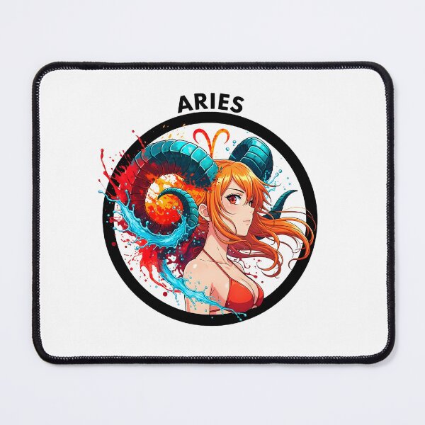 Item preview, Aries Anime Zodiac Girl – Fire Sign Aesthetic Art Sumi-e Ukiyo-e Watersplash ink Art designed and sold by blacksealstudio.