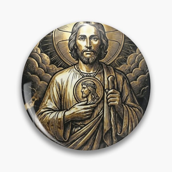 Item preview, San Judas Tadeo Black and Gold Religious Art – St Jude Protection Design designed and sold by StickersArcoiris.