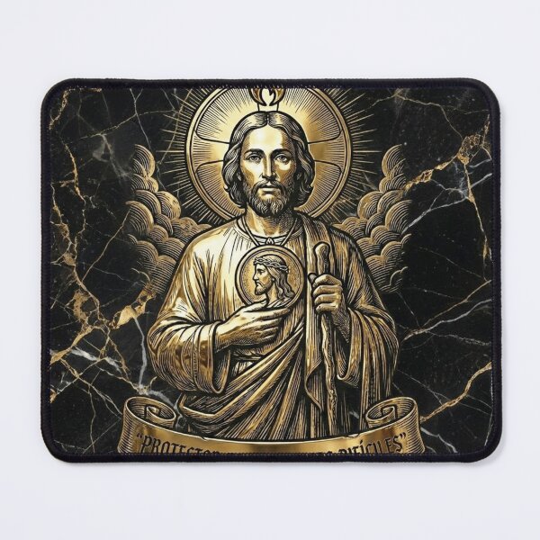 Item preview, San Judas Tadeo Black and Gold Religious Art – St Jude Protection Design designed and sold by StickersArcoiris.