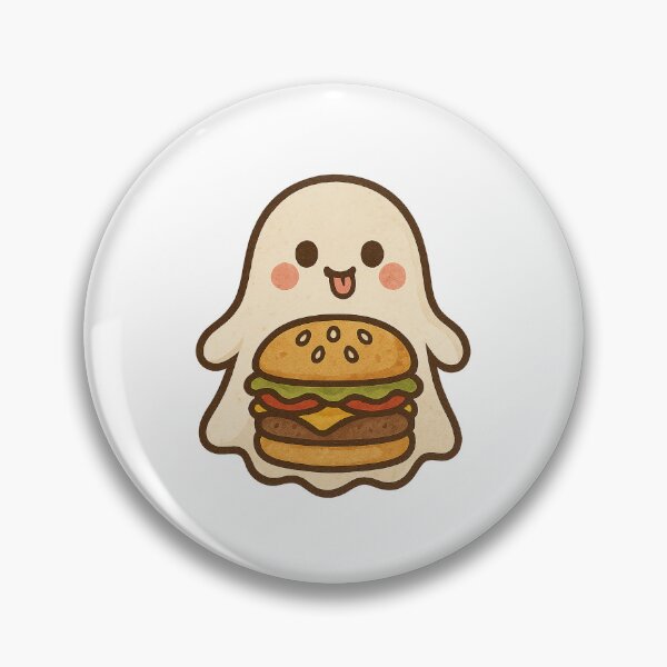 Item preview, Cute Ghost with a Juicy Cheeseburger designed and sold by chromatalove.