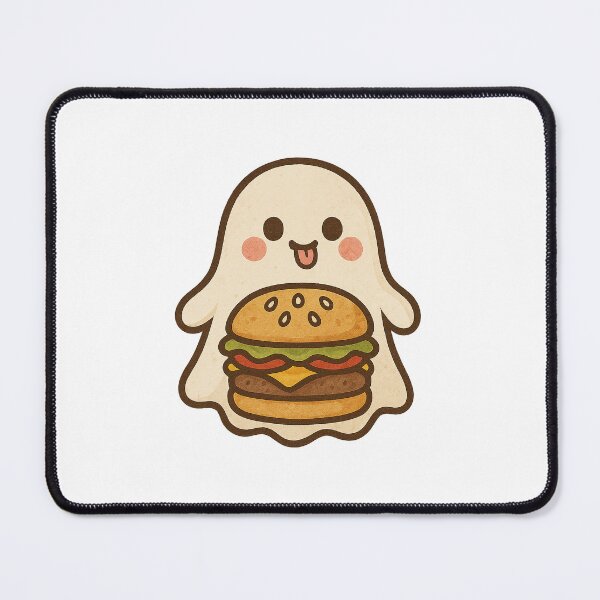 Item preview, Cute Ghost with a Juicy Cheeseburger designed and sold by chromatalove.