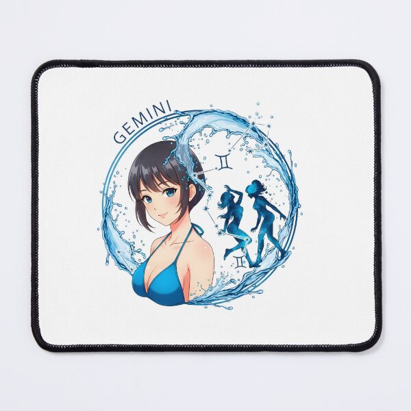 Item preview, Gemini Anime Zodiac Girl – Duality & Air Sign Art Sumi-e Ukiyo-e Watersplash ink Art designed and sold by blacksealstudio.