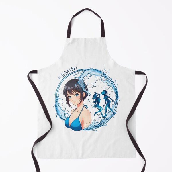 Item preview, Gemini Anime Zodiac Girl – Duality & Air Sign Art Sumi-e Ukiyo-e Watersplash ink Art designed and sold by blacksealstudio.
