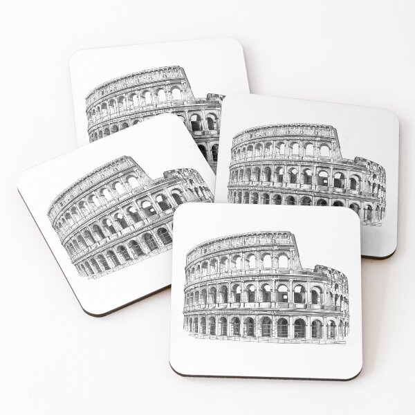 Item preview, Roman Colosseum – Detailed Black and White Ancient Architecture Illustration designed and sold by inkoutninja.