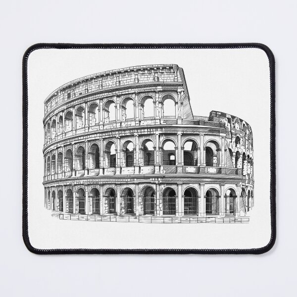 Item preview, Roman Colosseum – Detailed Black and White Ancient Architecture Illustration designed and sold by inkoutninja.