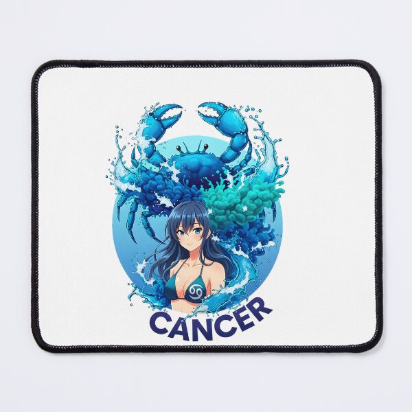 Item preview, Cancer Anime Zodiac Girl – Moon & Water Sign Aesthetic Sumi-e Ukiyo-e Watersplash ink Art designed and sold by blacksealstudio.