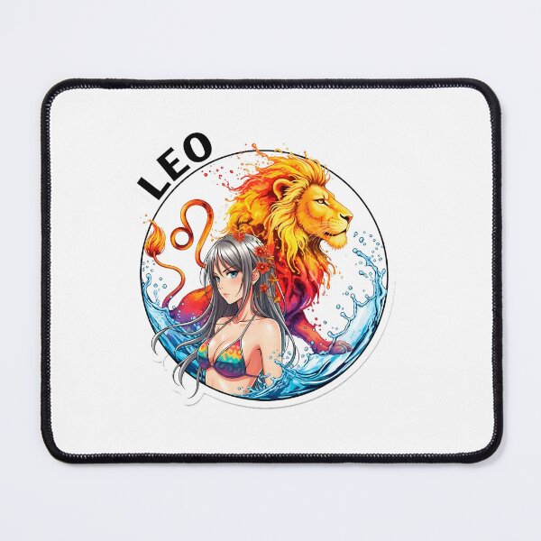 Item preview, Leo Anime Zodiac Girl – Fire Queen Celestial Art Sumi-e Ukiyo-e Watersplash ink Art designed and sold by blacksealstudio.