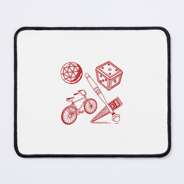 Item preview, Retro Red Line Art Mix - Bike, Dice, Bat & Ice Cream Illustration designed and sold by lunahlee.