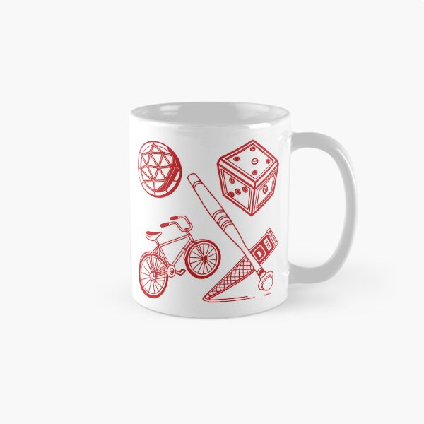Item preview, Retro Red Line Art Mix - Bike, Dice, Bat & Ice Cream Illustration designed and sold by lunahlee.