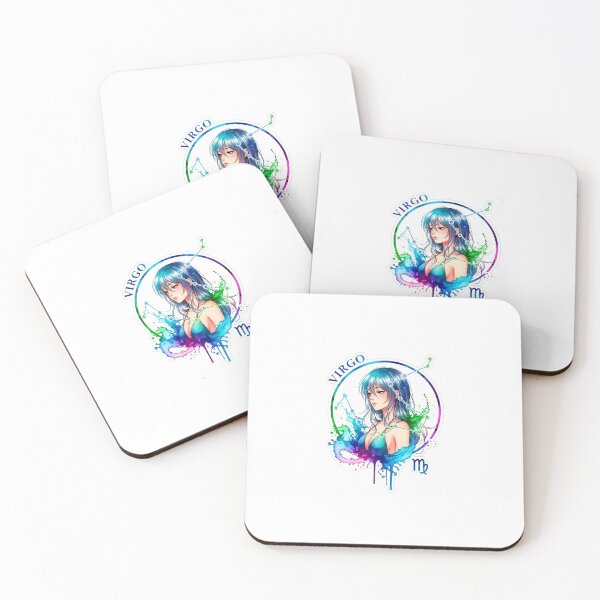 Item preview, Virgo Anime Zodiac Girl – Elegant Earth Sign Illustration Sumi-e Ukiyo-e Watersplash ink Art designed and sold by blacksealstudio.