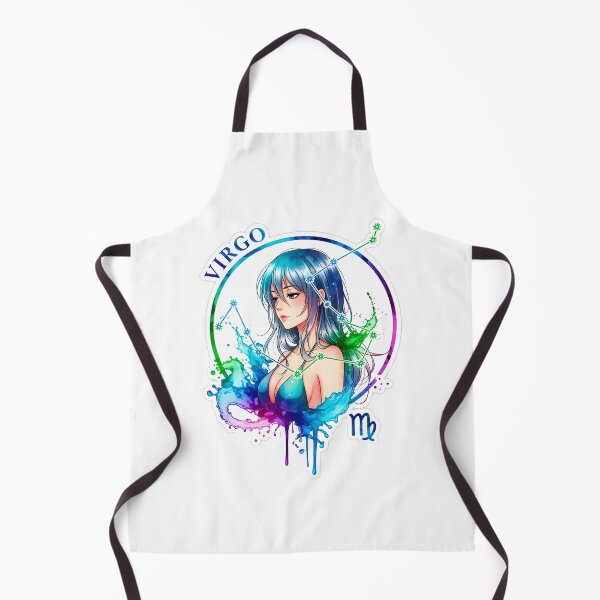 Item preview, Virgo Anime Zodiac Girl – Elegant Earth Sign Illustration Sumi-e Ukiyo-e Watersplash ink Art designed and sold by blacksealstudio.
