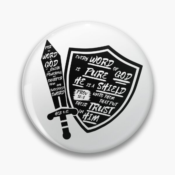 Item preview, Bible Verse Typography Sword and Shield designed and sold by Clothed in Scripture.