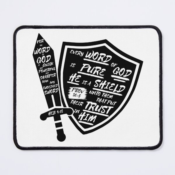 Item preview, Bible Verse Typography Sword and Shield designed and sold by Clothed in Scripture.