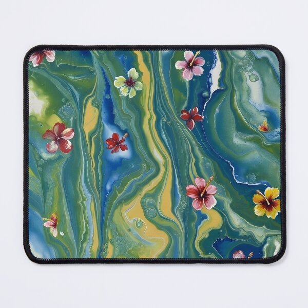 Item preview, Tropical Hibiscus Floral Marble Abstract AOP designed and sold by Trove Designs.