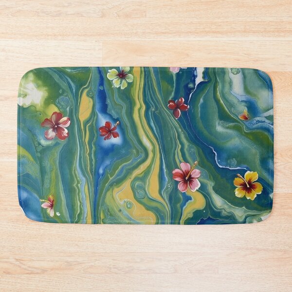 Item preview, Tropical Hibiscus Floral Marble Abstract AOP designed and sold by Trove Designs.