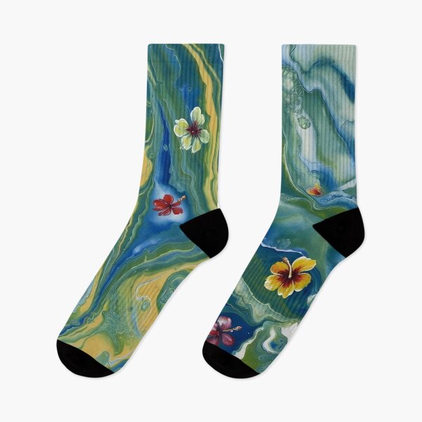 Item preview, Tropical Hibiscus Floral Marble Abstract AOP designed and sold by Trove Designs.