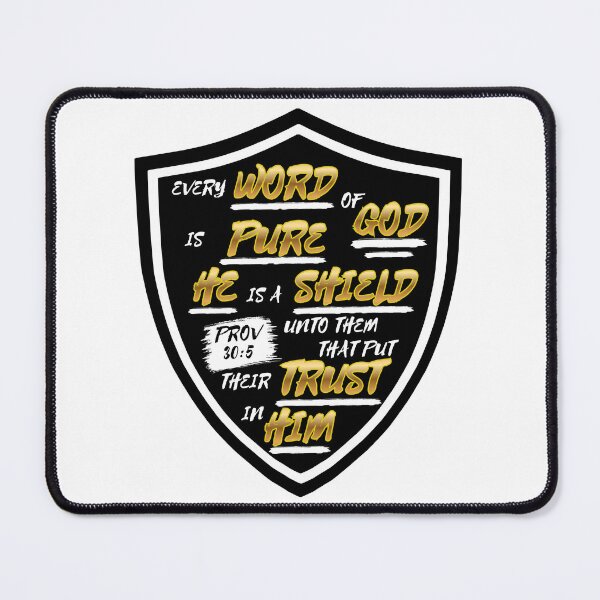 Item preview, Proverbs 30:5 Gold Bible Verse Shield Typography designed and sold by Clothed in Scripture.