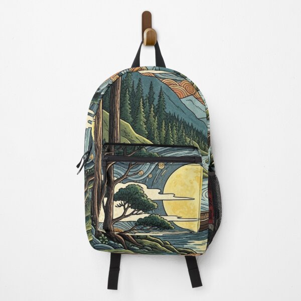Item preview, Forêt Solarpunk with two ours | Eco-futuristic illustration of nature designed and sold by PunkVerseStudio.