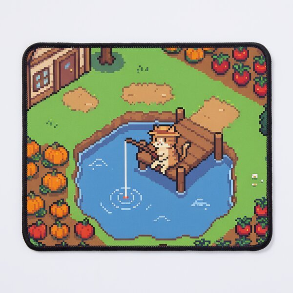 Item preview, Pixel Farm Life - Fishing Cat at the River designed and sold by PufftailStudio.