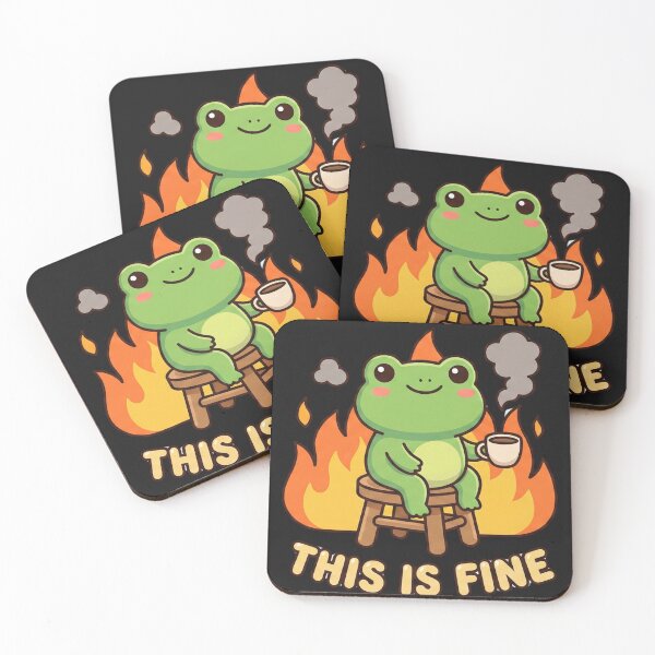 Item preview, This Is Fine | Cute Kawaii Frog Meme designed and sold by blakfrog.