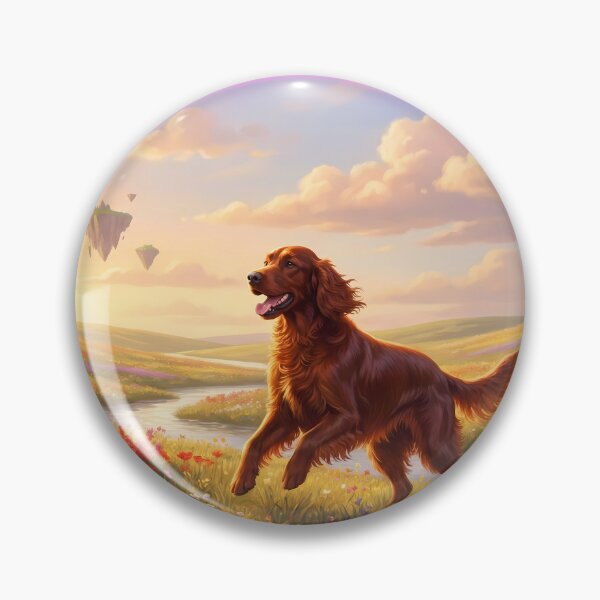 Item preview, Joyful Irish Setter in Rainbow Paradise Meadow designed and sold by PetMemorialArt.