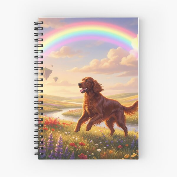 Item preview, Joyful Irish Setter in Rainbow Paradise Meadow designed and sold by PetMemorialArt.