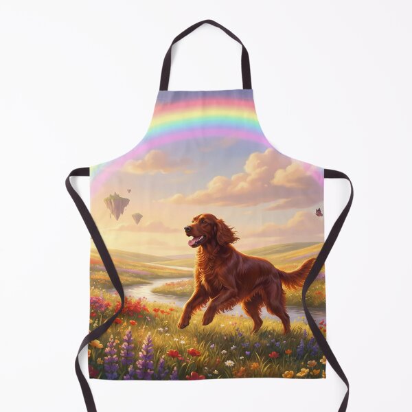 Item preview, Joyful Irish Setter in Rainbow Paradise Meadow designed and sold by PetMemorialArt.