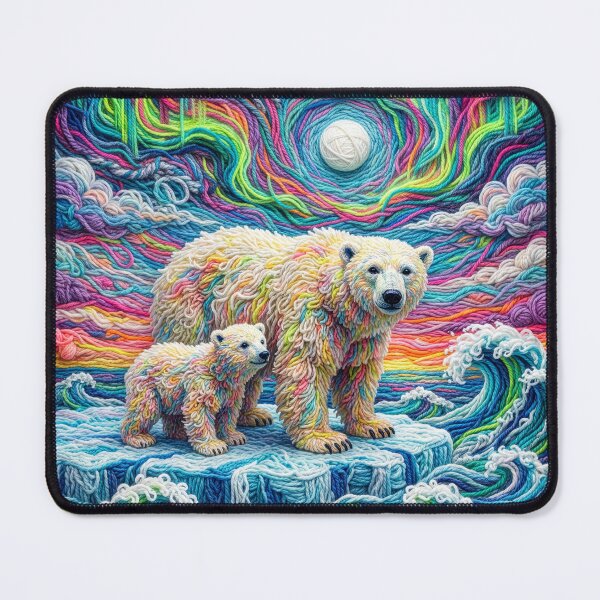 Item preview, Yarn Polar Bear and Cub Under Northern Lights designed and sold by Tridentulus.