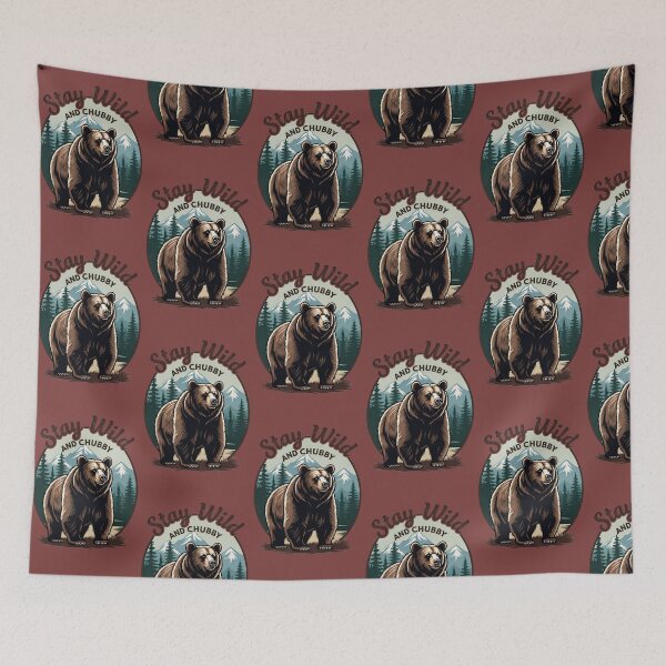 Item preview, Stay Wild and Chubby Funny Grizzly Bear Adventure designed and sold by IvoryArtDesign.