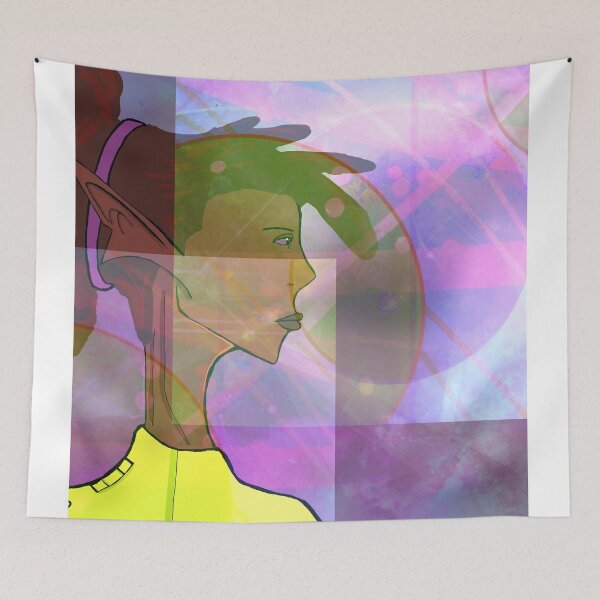 Item preview, "Woman in space amongst Shapes, Planets, and Stars" designed and sold by Spaceart9.