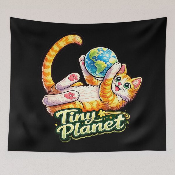 Item preview, Tiny Planet Cat – Cute Cat Playing with Earth | Cosmic Fantasy Space Art designed and sold by Dominik1994.