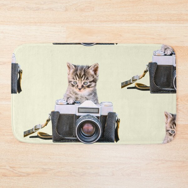Item preview, Cute Kitten with Vintage Camera - Retro Photography Art - Cute Chubby Valentine Cat - Heart Balloons Kawaii Art designed and sold by Great Sun.