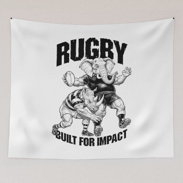 Item preview, Rugby Player Built For Impact Funny Rhino Elephant Tackle designed and sold by GrandeDuc.