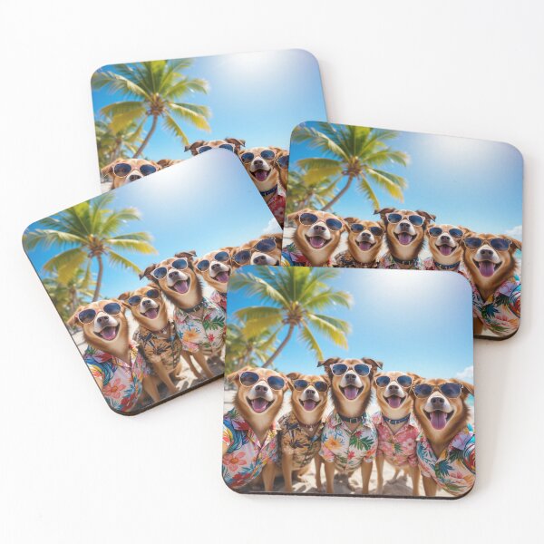 Item preview, Vacation Vibes Squad – Fun Dogs Enjoying a Sunny Tropical Escape designed and sold by PixelVibe782.