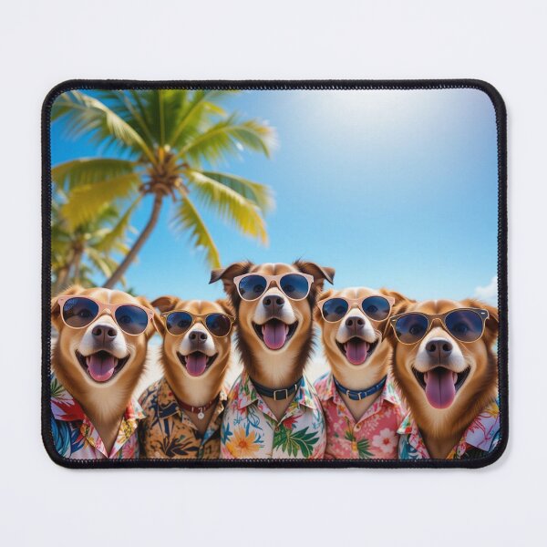 Item preview, Vacation Vibes Squad – Fun Dogs Enjoying a Sunny Tropical Escape designed and sold by PixelVibe782.