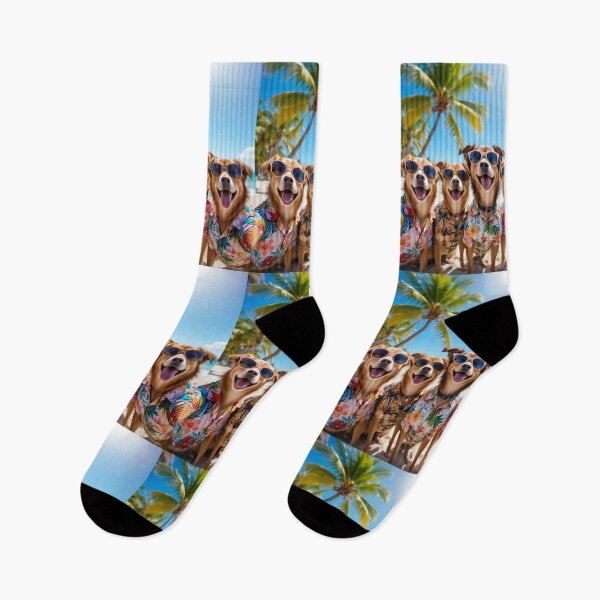 Item preview, Vacation Vibes Squad – Fun Dogs Enjoying a Sunny Tropical Escape designed and sold by PixelVibe782.