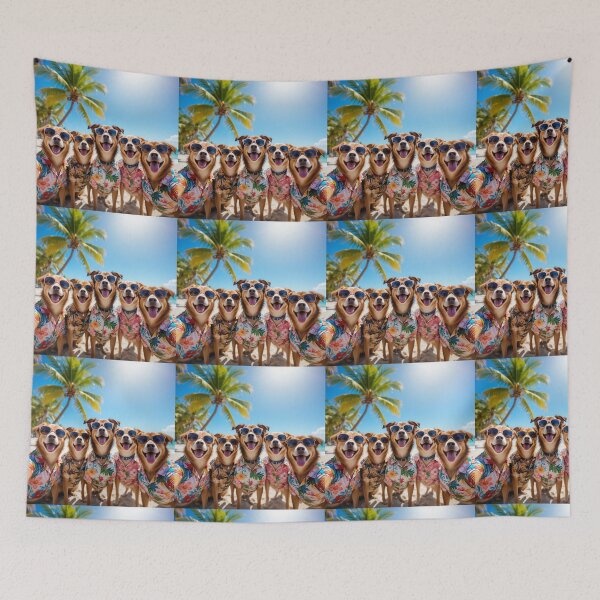 Item preview, Vacation Vibes Squad – Fun Dogs Enjoying a Sunny Tropical Escape designed and sold by PixelVibe782.