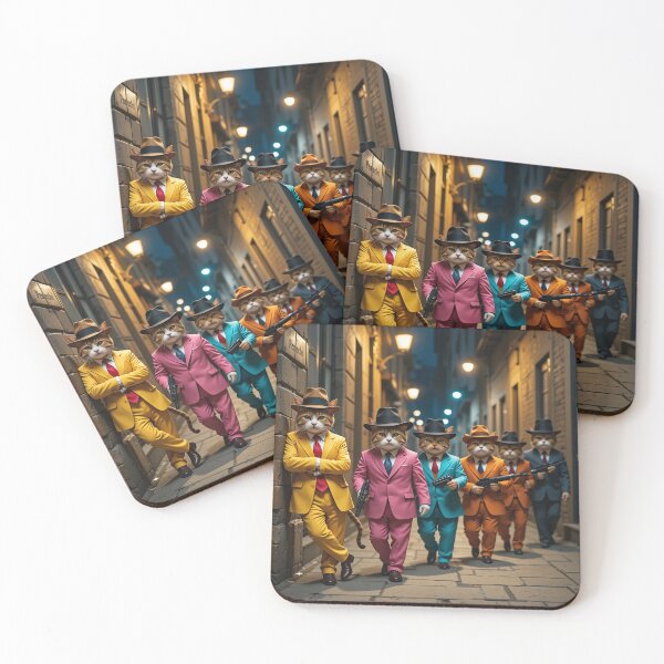 Item preview, Midnight Syndicate – Colorful Gangster Cats Ruling the Urban Night designed and sold by PixelVibe782.