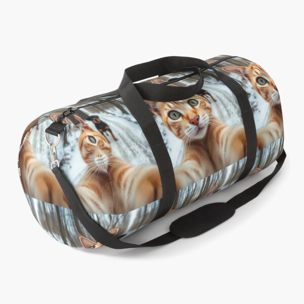 Item preview, Winter Selfie Crew – Tabby Cat and Loyal Rottweilers in Snowy Forest designed and sold by PixelVibe782.
