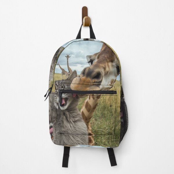 Item preview, Savannah Selfie – Playful Tabby Cat and Curious Giraffe designed and sold by PixelVibe782.