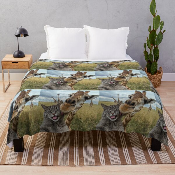 Item preview, Savannah Selfie – Playful Tabby Cat and Curious Giraffe designed and sold by PixelVibe782.