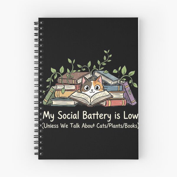 Item preview, My Social Battery Is Low | Funny Introvert Cat, Books & Plants designed and sold by blakfrog.
