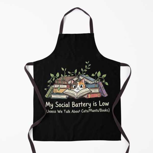Item preview, My Social Battery Is Low | Funny Introvert Cat, Books & Plants designed and sold by blakfrog.